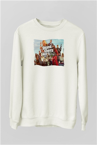 Grand Theft Auto Beyaz Unisex Sweatshirt