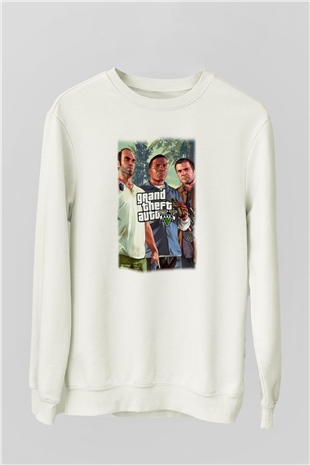 Grand Theft Auto Beyaz Unisex Sweatshirt