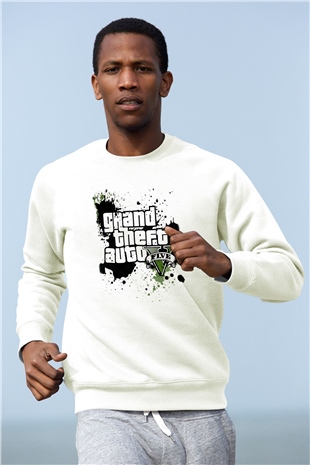 Grand Theft Auto Beyaz Unisex Sweatshirt