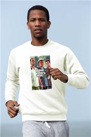 Grand Theft Auto Beyaz Unisex Sweatshirt