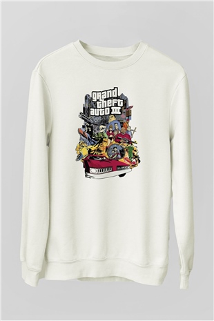 Grand Theft Auto Beyaz Unisex Sweatshirt