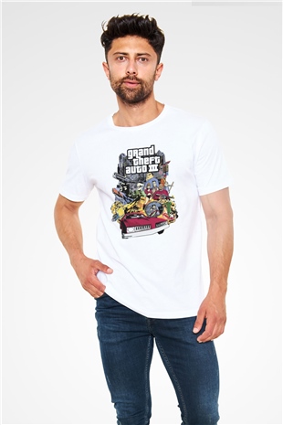 Grand Theft Auto Beyaz Unisex Tişört T-Shirt