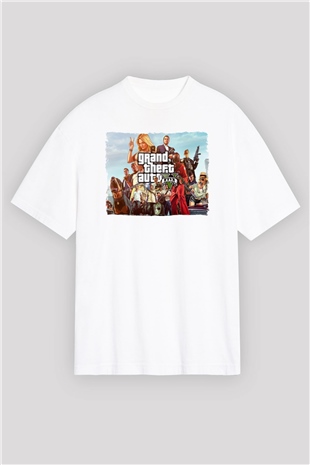 Grand Theft Auto Beyaz Oversize Tişört Oversize T-shirt