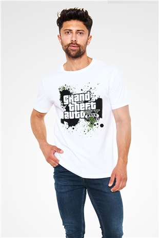 Grand Theft Auto Beyaz Unisex Tişört T-Shirt