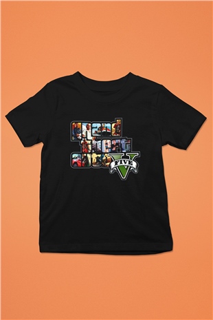 Grand Theft Auto Siyah Unisex Çocuk Tişört