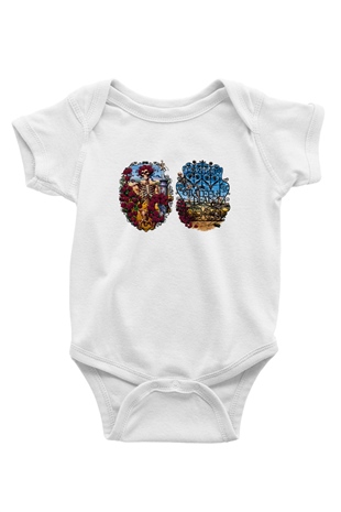Grateful Dead Baskılı Beyaz Unisex Bebek Body - Zıbın