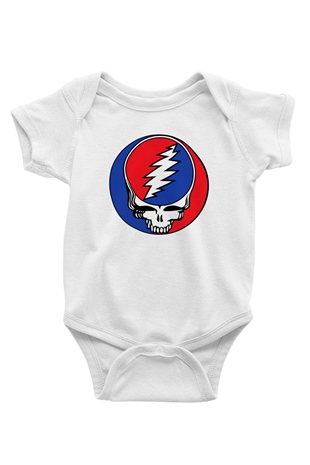 Grateful Dead Baskılı Beyaz Unisex Bebek Body - Zıbın
