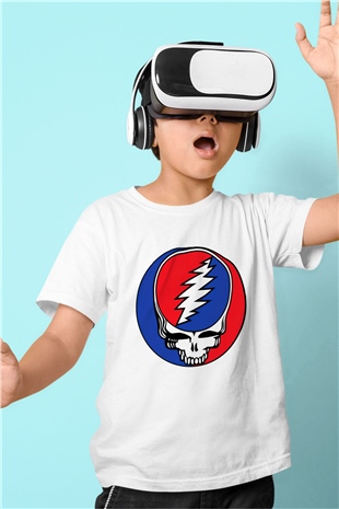Grateful Dead Baskılı Beyaz Unisex Çocuk Tişört