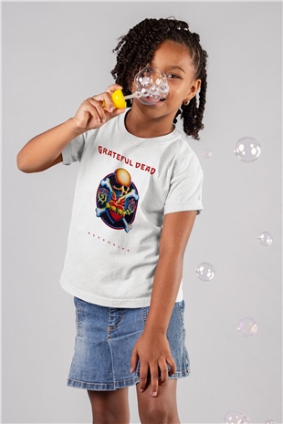 Grateful Dead Baskılı Beyaz Unisex Çocuk Tişört