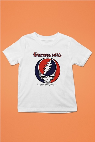 Grateful Dead Baskılı Beyaz Unisex Çocuk Tişört