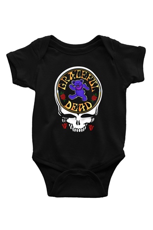 Grateful Dead Baskılı Siyah Bebek Body - Zıbın