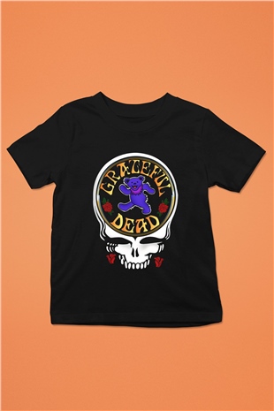 Grateful Dead Baskılı Siyah Unisex Çocuk Tişört