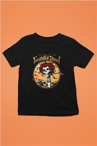 Grateful Dead Baskılı Siyah Unisex Çocuk Tişört
