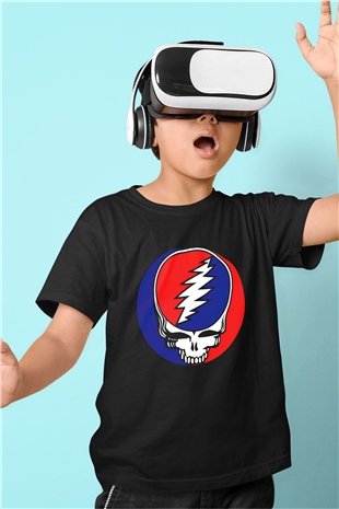 Grateful Dead Baskılı Siyah Unisex Çocuk Tişört