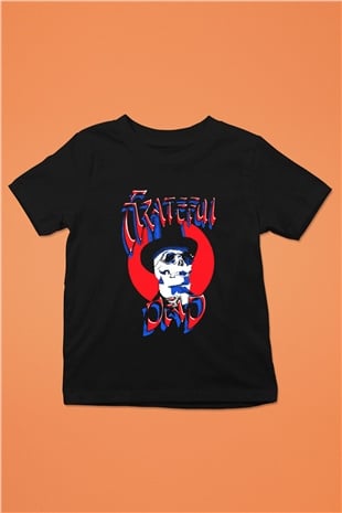 Grateful Dead Baskılı Siyah Unisex Çocuk Tişört