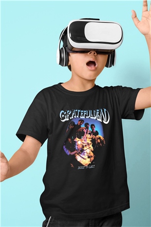 Grateful Dead Baskılı Siyah Unisex Çocuk Tişört