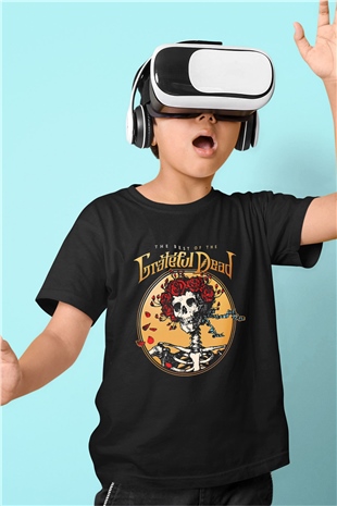 Grateful Dead Baskılı Siyah Unisex Çocuk Tişört