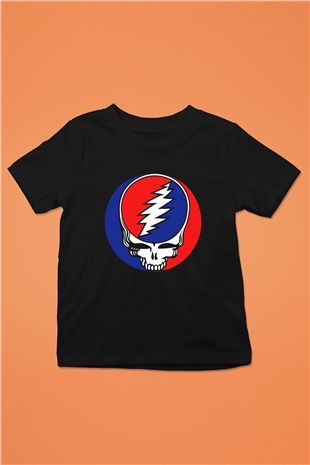 Grateful Dead Baskılı Siyah Unisex Çocuk Tişört