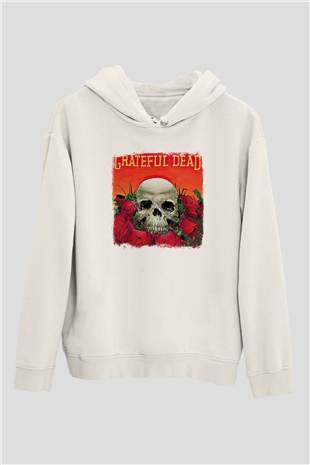 Grateful Dead Baskılı Unisex Beyaz Hoodie
