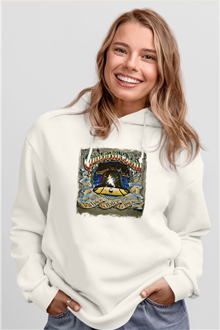 Grateful Dead Baskılı Unisex Beyaz Hoodie