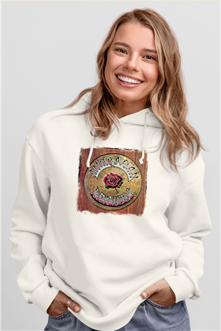 Grateful Dead Baskılı Unisex Beyaz Hoodie