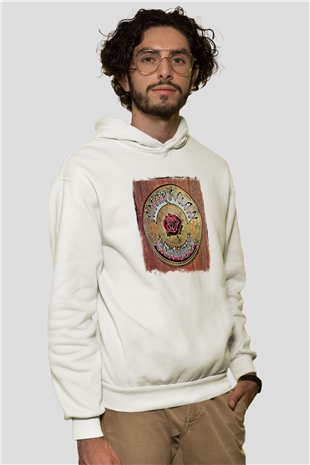 Grateful Dead Baskılı Unisex Beyaz Hoodie
