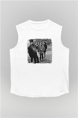 Grateful Dead Baskılı Unisex Beyaz Kolsuz Tişört