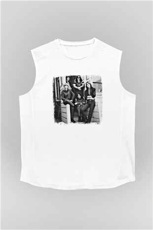 Grateful Dead Baskılı Unisex Beyaz Kolsuz Tişört