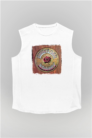 Grateful Dead Baskılı Unisex Beyaz Kolsuz Tişört