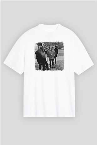 Grateful Dead Baskılı Unisex Beyaz Oversize Tişört