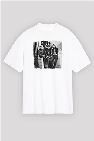 Grateful Dead Baskılı Unisex Beyaz Oversize Tişört