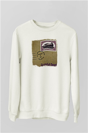 Grateful Dead Baskılı Unisex Beyaz Sweatshirt