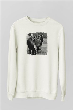 Grateful Dead Baskılı Unisex Beyaz Sweatshirt