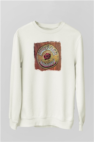 Grateful Dead Baskılı Unisex Beyaz Sweatshirt