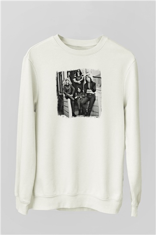 Grateful Dead Baskılı Unisex Beyaz Sweatshirt
