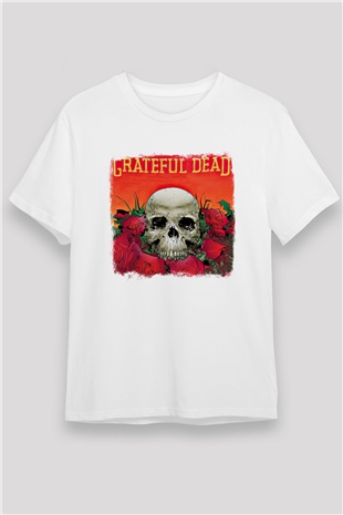Grateful Dead Baskılı Unisex Beyaz Tişört