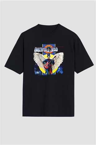 Grateful Dead Baskılı Unisex Siyah Oversize Tişört
