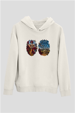 Grateful Dead Beyaz Unisex Kapşonlu Sweatshirt