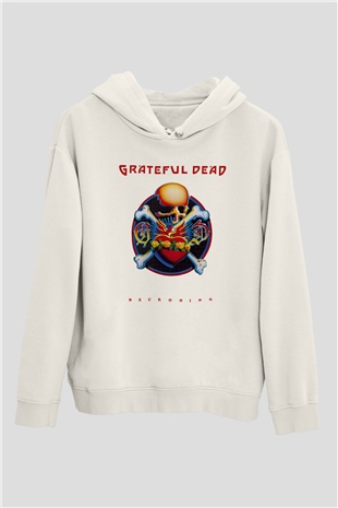 Grateful Dead Beyaz Unisex Kapşonlu Sweatshirt