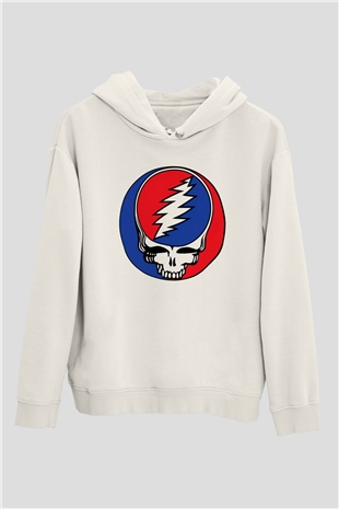 Grateful Dead Beyaz Unisex Kapşonlu Sweatshirt