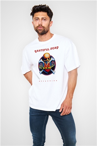 Grateful Dead Beyaz Unisex Oversize Tişört T-Shirt