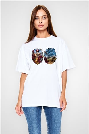 Grateful Dead Beyaz Unisex Oversize Tişört T-Shirt