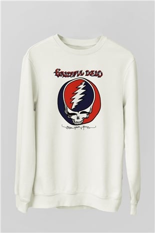 Grateful Dead Beyaz Unisex Sweatshirt