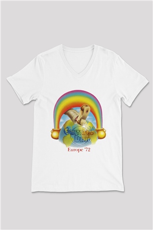 Grateful Dead Beyaz Unisex V Yaka Tişört T-Shirt