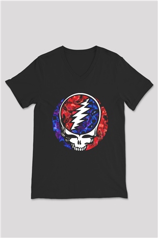 Grateful Dead Siyah Unisex V Yaka Tişört