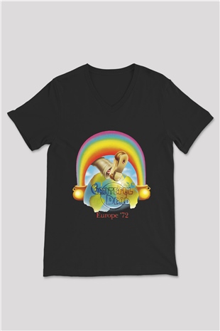 Grateful Dead Siyah Unisex V Yaka Tişört T-Shirt