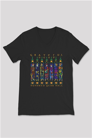 Grateful Dead Siyah Unisex V Yaka Tişört T-Shirt