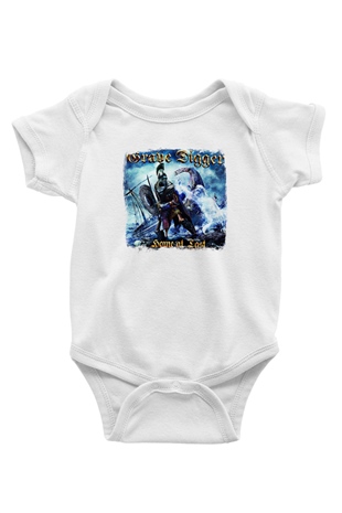 Grave Digger Baskılı Unisex Beyaz Bebek Body - Zıbın