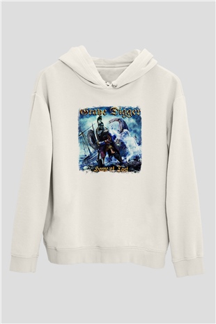 Grave Digger Baskılı Unisex Beyaz Hoodie