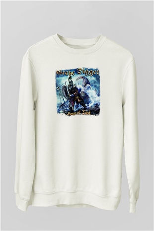 Grave Digger Baskılı Unisex Beyaz Sweatshirt